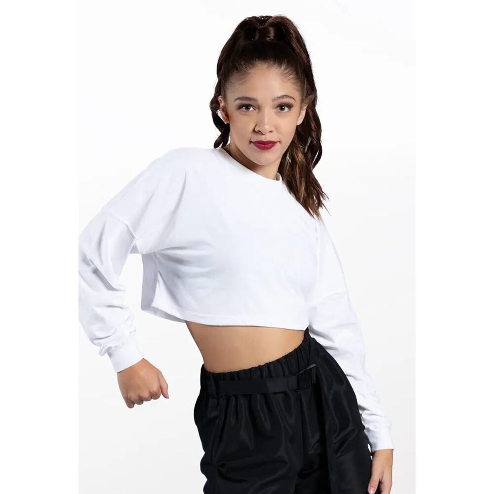 Dance Cop T-Shirt Balera PT12726 Small Adult White Hip Hop Jazz Tap Crop top
